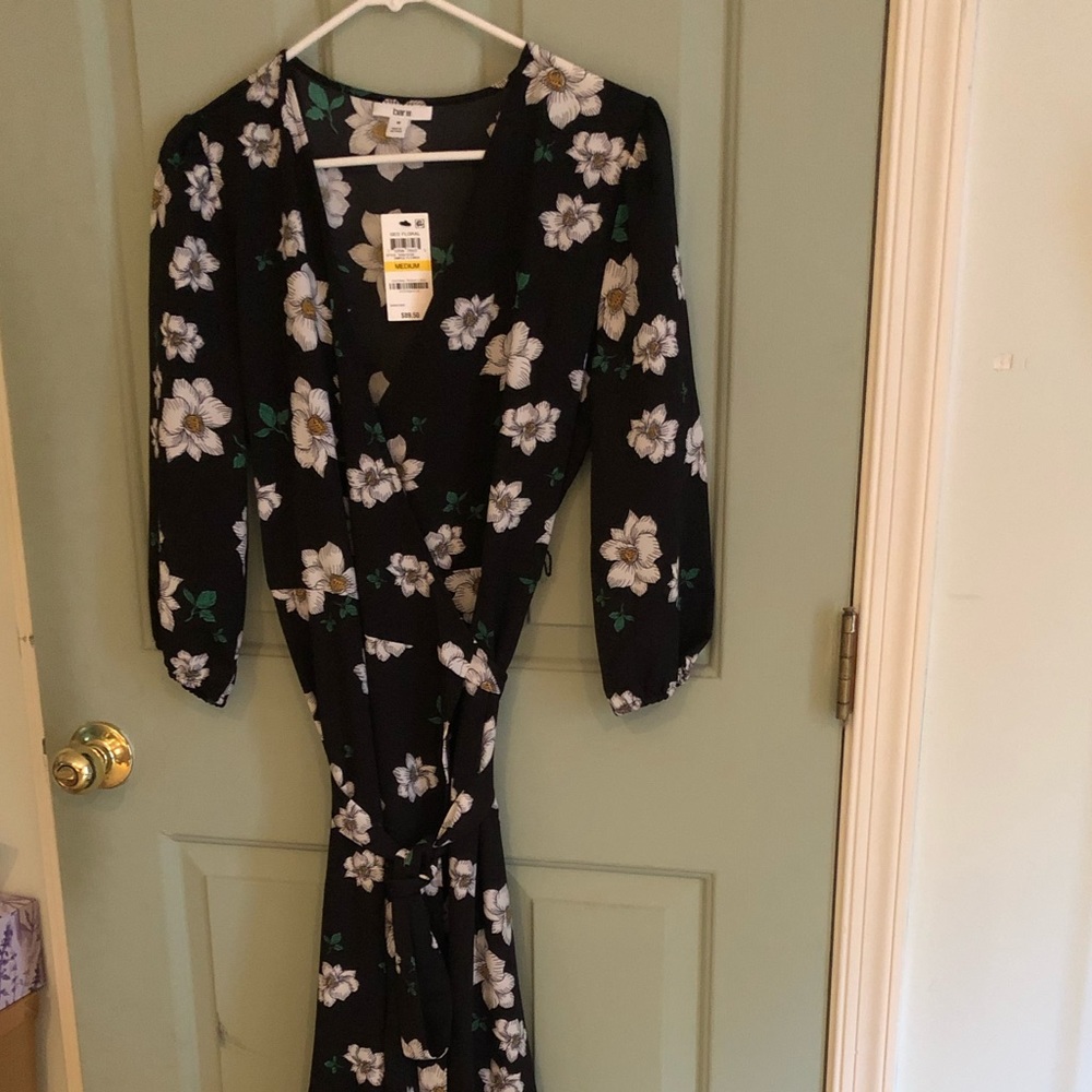 Bar III 3/4sleeve hi-low wrap dress
